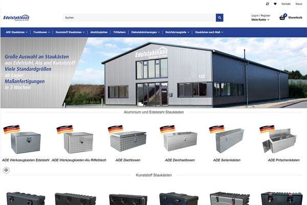 Screenshot des neuen Shops von Edelstahlhaus