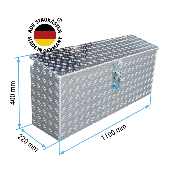 ADE Seitenkasten Alu Riffelblech 1100 x 220 x 400 mm, Staukasten, Staubox, Zubeh&ouml;r Pferdeanh&auml;nger