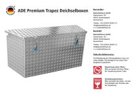 ADE Premium Trapez Deichselbox Alu Riffelblech 1100 (850) x 400 x 500 mm, Anh&auml;ngerbox, Staukasten, Staubox