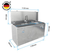 ADE Premium Deichselbox Alu Riffelblech 1100 x 400 x 500 mm, Anh&auml;ngerbox, Staukasten, Staubox