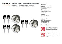 Daken Saturn EVO-3, Sicherheitsschlösser aus Edelstahl für Transporter - 3er Set