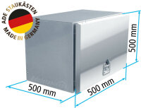 ADE Busdeckelkasten Edelstahl, Deckel poliert 500 x 500 x 500 mm, Werkzeugkasten, Staukasten, Staubox, Unterflurbox