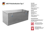 ADE Pritschenkasten Typ 1 Alu Riffelblech 1800 x 580 x 650 mm, Pritschenbox, Heckbox