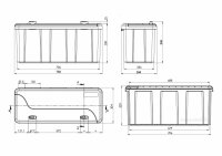 Daken B50-2 + inkl. Vertikaler Halter VH402, Werkzeugkasten, Deichselboxen, Stauboxen, Staukasten LKW, 750 x 355 x 300 mm, ca. 50,6 Liter