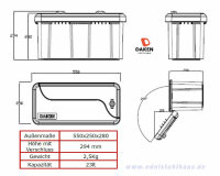 Daken B23-1 + inkl. Montagesatz WH19-19-7, Werkzeugkasten, Deichselboxen, Stauboxen, Staukasten LKW, 250 x 550 x 280 mm, ca. 23 Liter