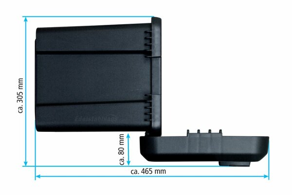 Deichselbox Kunststoff Daken Blackit L, 50,6 l, 750 x 300 x355 mm
