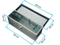 Truckbox D025 + inkl. Montagesatz MON4002 Deichselbox, Werkzeugbox, Alu Riffelbolech, Alubox, Staukasten, Anh&auml;ngerkiste -ca. 24 Liter