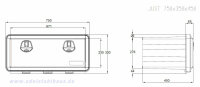 Daken J065 + inkl. Vertikaler Halter VH402, Werkzeugkasten, Stauboxen, Staukasten LKW, Unterflubox, 750 x 350 x 450 mm, ca. 65 Liter