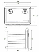 Daken J071 + inkl. Horizontaler Halter HH420, Werkzeugkasten, Stauboxen, Staukasten LKW, Unterflurbox, 600 x 416 x 458 mm, ca. 71,5 Liter