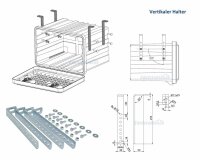 Daken A110 + inkl. Vertikaler Halter VH401, Werkzeugkasten, Stauboxen, Staukasten LKW, Unterflurbox, 685 x 503 x 500 mm, ca. 109 Liter