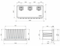 Daken A170 + inkl. Horizontaler Halter HH421, Werkzeugkasten, Stauboxen, Staukasten LKW, Unterflurbox, 1062 x 522 x 500 mm, ca. 169 Liter