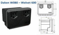 Daken W080 - Daken Welvet 600 - 81004, Werkzeugkasten, Stauboxen, Staukasten LKW, Unterflurbox, 630 x 450 x 480 mm, ca. 77,5 Liter