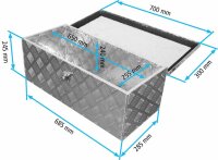 Truckbox D050 + inkl. Montagesatz MON2012 Deichselbox, Werkzeugbox, Alu Riffelblech, Alubox, Staukasten,  Anh&auml;ngerkiste - ca. 48 Liter