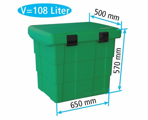 Daken Pitbox SB108-gr&uuml;n, Streugutbox, Streugutkiste, Lagerbox, Streugutbeh&auml;lter, Streusalzbeh&auml;lter, Transportbox, Salz Box, ca. 108 Liter