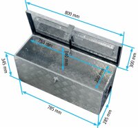 Truckbox D080 Deichselbox, Werkzeugbox, Alu Riffelblech, Transportbox, Alu Transportkiste, Anhängerkiste - ca. 75 Liter