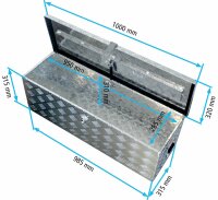 Truckbox D100 + inkl. Montagesatz MON4002 Deichselbox, Werkzeugbox, Alu Riffelblech, Transportbox, Alu Transportbox, Anhängerkiste - ca. 95 Liter