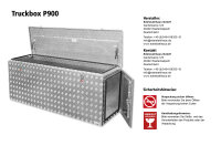 Truckbox P900 Pritschenbox, ca. 900 Liter, Pritschenkasten, Heckbox, Riffelblech Alu, mit Gasdruckfeder