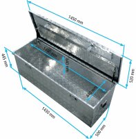 Truckbox D280 Deichselbox, Werkzeugbox, Alu Riffelblech, Transportbox, Alu Transportkiste, Anhängerkiste - ca. 280 Liter
