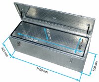 Truckbox P350 + inkl. Montagesatz MON2014 Pritschenbox,  ca. 370 Liter, Pritschenkasten, Heckbox, Riffelblech Alu, mit Gasdruckfeder