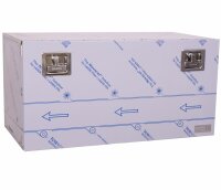 Edelstahl Staukasten 1000 x 500 x 500 Daken ZEN Werkzeugkasten Edelstahl matt + Daken Gasdruckfeder