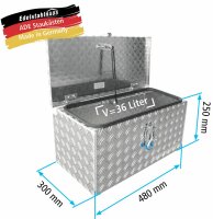 ADE Premium Deichselbox Alu Riffelblech 480 x 300 x 250 mm, Anh&auml;ngerbox, Staukasten, Staubox inkl. MON2012