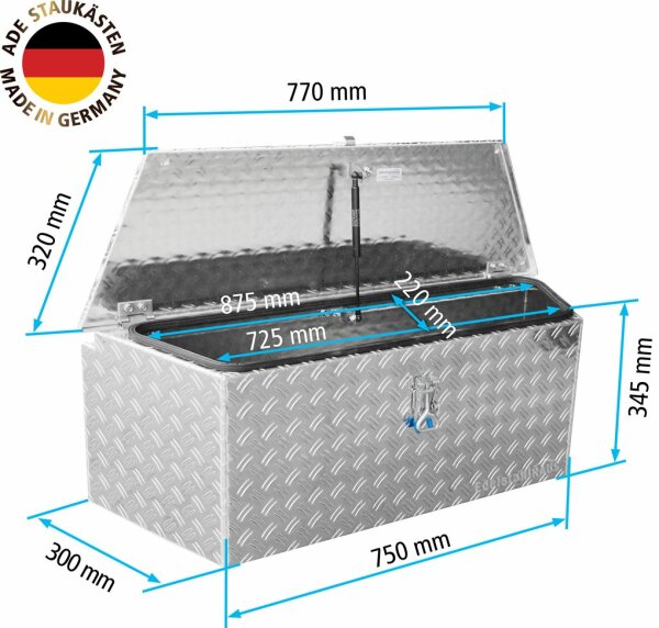 Alu-Transport-Box I Anhänger-Alu-Deichsel-Box-Kiste I Trapez
