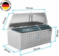 ADE Premium Trapez Deichselbox Alu Riffelblech 1000 (750) x 350 x 400 mm, Anh&auml;ngerbox, Staukasten, Staubox