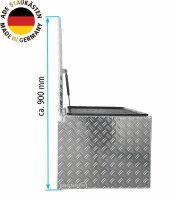 ADE Premium Deichselbox Alu Riffelblech 900 x 500 x 400 mm, Anh&auml;ngerbox, Staukasten, Staubox