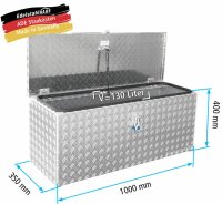 ADE Premium Deichselbox Alu Riffelblech 1000 x 350 x 400 mm, Anhängerbox, Staukasten, Staubox