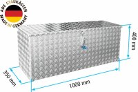 ADE Premium Deichselbox Alu Riffelblech 1000 x 350 x 400 mm, Anhängerbox, Staukasten, Staubox