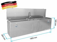 ADE Premium Deichselbox Alu Riffelblech 1800 x 400 x 500 mm, Anh&auml;ngerbox, Staukasten, Staubox