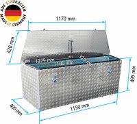 ADE Premium Trapez Deichselbox Alu Riffelblech 1400 (1150) x 400 x 500 mm, Anh&auml;ngerbox, Staukasten, Staubox