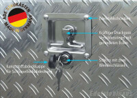 ADE Werkzeugkasten Alu Riffelblech 800 x 400 x 400 mm, Staukasten, Staubox, Unterflurbox + 2 x ADE Gasdruckfeder bis zu 130&deg;