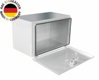 ADE Werkzeugkasten Edelstahl 800 x 500 x 600, Staukasten, Staubox, Unterflurbox + 2 x ADE D&auml;mpfer 90&deg;